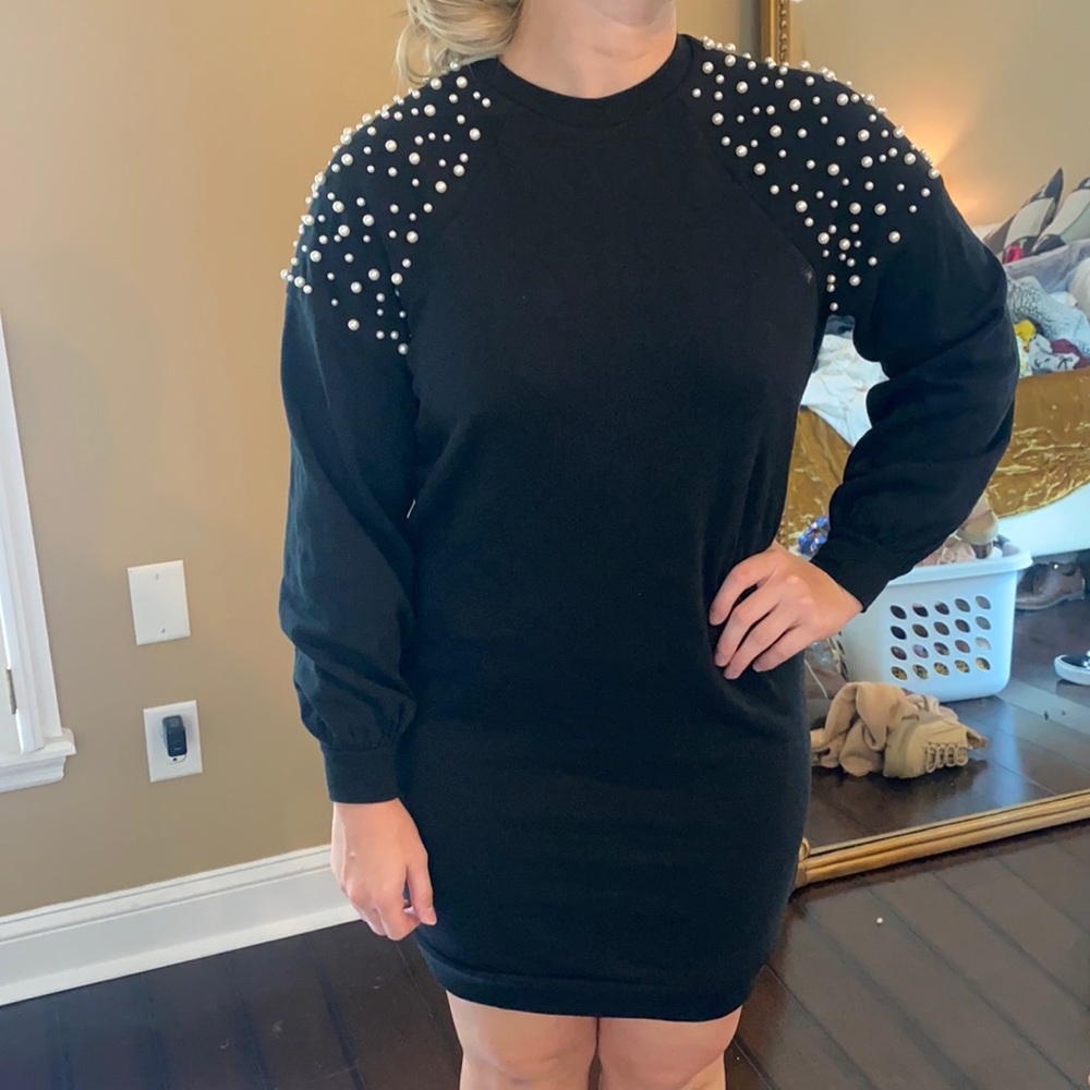 Pearl black sweater dress